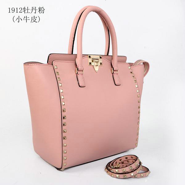 2014 Valentino Garavani rockstud double handle bag 1912 pink on sale